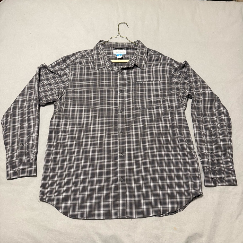 Columbia Men's Black and White Checkered Shirt